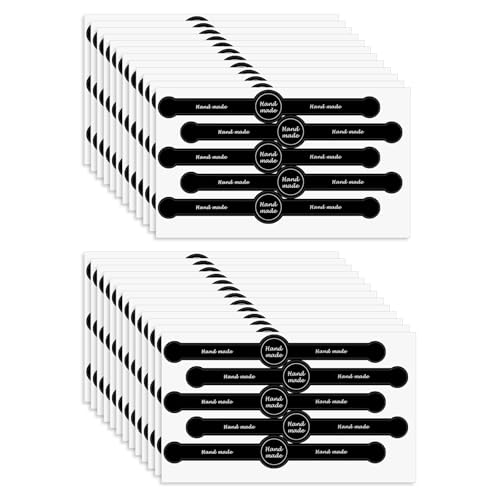 Realand 250 Stück handgefertigte Lebensmittel-Back-Siegelaufkleber, schwarz, selbstklebend, Bäckerei-Aufkleber, 18 cm Streifen, manipulationssichere Verpackungsetiketten für Lutscher, Kuchen, Kekse von Realand