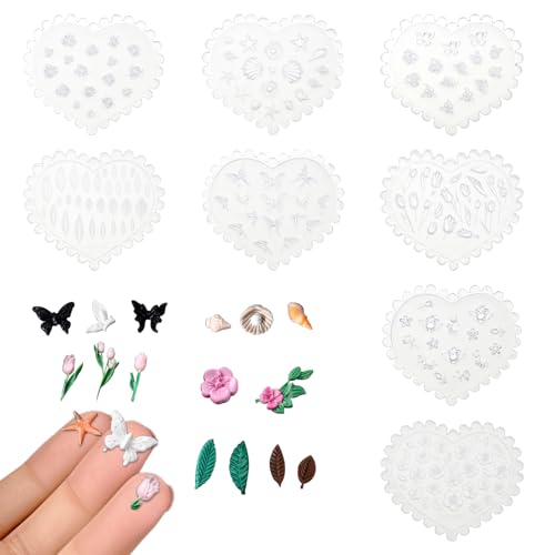 Realand Modelliermassen-Formen für Ohrringherstellung, Mini-Silikon-Formen mit Seestern, Muscheln, Blumen, Schmetterlingen, Blättern, Ton-Werkzeugen für Schmuck und Bastelarbeiten, 8 Stück Realand Modelliermassen-Formen für Ohrringherstellung, Mini-Silikon-Formen mit Seestern, Muscheln, Blumen, Schmetterlingen, Blättern, Ton-Werkzeugen für Schmuck und Bastelarbeiten, 8 Stück von Realand