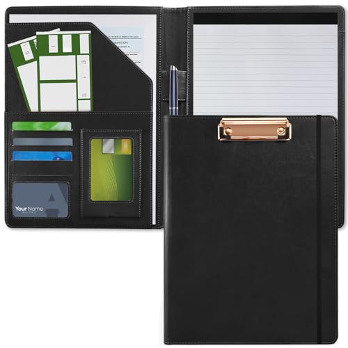 Realand Portfolio Padfolio Organizer Binder, Business Resume Portfolio Klemmbrett Ordner für Notizblock Legal Pad Halter, Briefgröße A4 Leder Portfolio Padfolio Padfolio für Männer Frauen, Schwarz von Realand