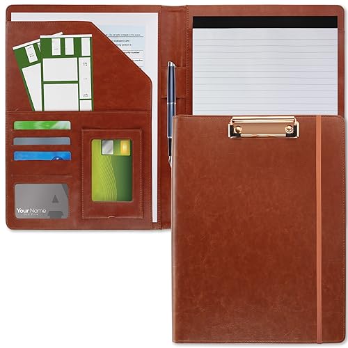 Realand Portfolio-Padfolio-Organizer, Ordner, Business-Lebenslauf-Portfolio, Klemmbrettmappe für Notizblock, Rechtsblock, Briefgröße, A4, Leder-Portfolio, Padfolio für Männer und Frauen, Braun von Realand