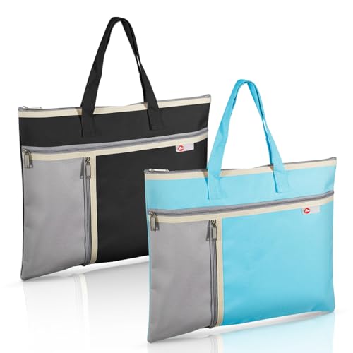Realand Wasserdichte Dokumententasche, A4, 3 Taschen, Oxford-Reißverschlussbeutel zum Organisieren mit Griff, Notartasche für Papierbücher, Projekte, Tragetasche, Schwarz + Blau, 2 Stück Realand Wasserdichte Dokumententasche, A4, 3 Taschen, Oxford-Reißverschlussbeutel zum Organisieren mit Griff, Notartasche für Papierbücher, Projekte, Tragetasche, Schwarz + Blau, 2 Stück von Realand