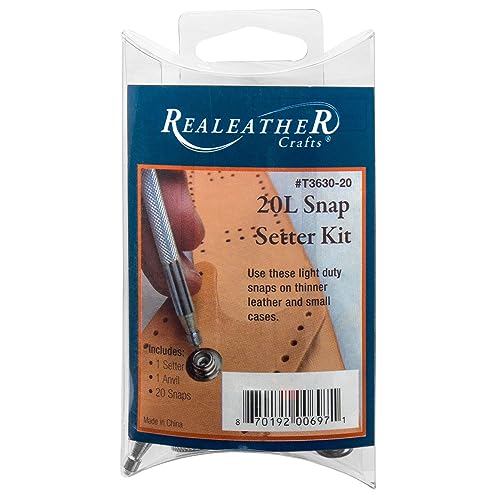 Realeather Crafts Snaps Kit Druckknöpfe und Setter Set, Nickel-Finish, Nickel, 20-Litter von Realeather Crafts
