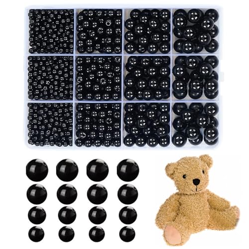 1320 Stück Schwarz Bastelperlen, 4/6/8/10mm Runde Perlen mit Loch zum Auffädeln, Kunstperlen Set für Armbänder Halskette Schmuckherstellung, Schwarze Kleine Perlen Augen für Puppen DIY Handwerk Machen 1320 Stück Schwarz Bastelperlen, 4/6/8/10mm Runde Perlen mit Loch zum Auffädeln, Kunstperlen Set für Armbänder Halskette Schmuckherstellung, Schwarze Kleine Perlen Augen für Puppen DIY Handwerk Machen von Realjoy