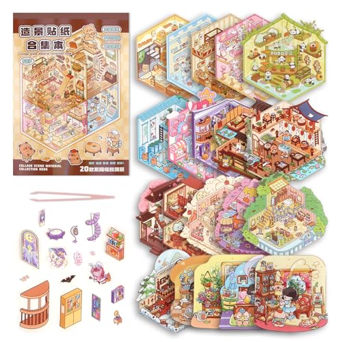 Realjoy 20 Sets 3D House Stickers, Miniatur Haus Sticker 3D mit Pinzetten, DIY Sticker Therapy, Wiederverwendbar, Relief Stress für Erwachsene und Kinder Realjoy 20 Sets 3D House Stickers, Miniatur Haus Sticker 3D mit Pinzetten, DIY Sticker Therapy, Wiederverwendbar, Relief Stress für Erwachsene und Kinder von Realjoy