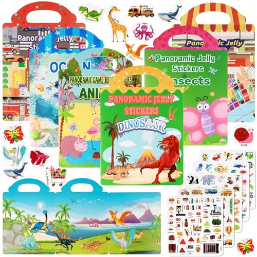 Realjoy 6 Stück Wiederverwendbare Stickerbücher für Kinder, Stickerbuch ab 2 3 4 5 6 Jahre, Wasserfeste 3D Sticker, Tragbares Reisespielzeug, Pädagogische Geschenke für Jungen und Mädchen Realjoy 6 Stück Wiederverwendbare Stickerbücher für Kinder, Stickerbuch ab 2 3 4 5 6 Jahre, Wasserfeste 3D Sticker, Tragbares Reisespielzeug, Pädagogische Geschenke für Jungen und Mädchen von Realjoy