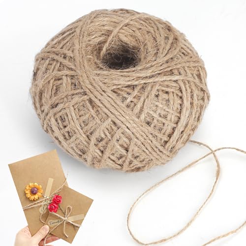 Realjoy Natur Juteschnur 100m, 1.5mm Gartenschnur Kordel, Hanfseil, Paketschnur Reißfest, Juteseil für DIY Basteln, Haushalt Garten Dekoration, Geschenkverpackung von Realjoy
