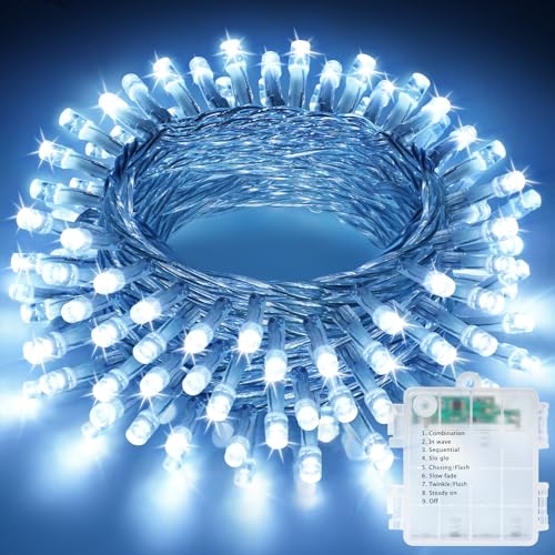 LED Lichterkette Innen Außen, 11M & 110LEDs Batterie kaltweiß von Realky