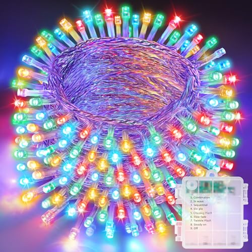 LED Lichterkette Innen Außen, 21M & 210LEDs Batterie Weihnachtsbaum Lichterkette, 8 Modi IP44 Wasserdicht Fairy Lights mit Timer, für weihnachten, Innen, Außen, Garten, Party, Hochzeit - RGB von Realky