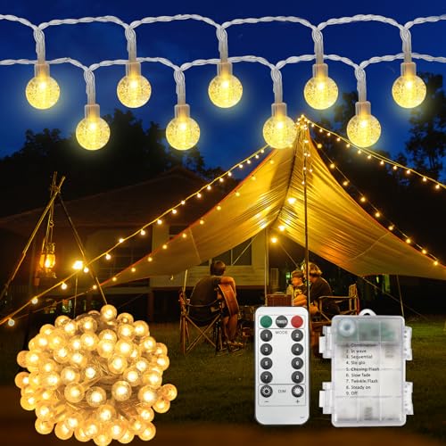 Led Lichterkette Außen Innen, Led Lichterkette mit Batterie Fernbedienung Timer Outdoor aussen Wetterfest 8 Modi IP65 für Balkon Deko Terassen Garten Bäume Weihnachten Hochzeiten Partys 40 LEDs 6,5 m von Realky