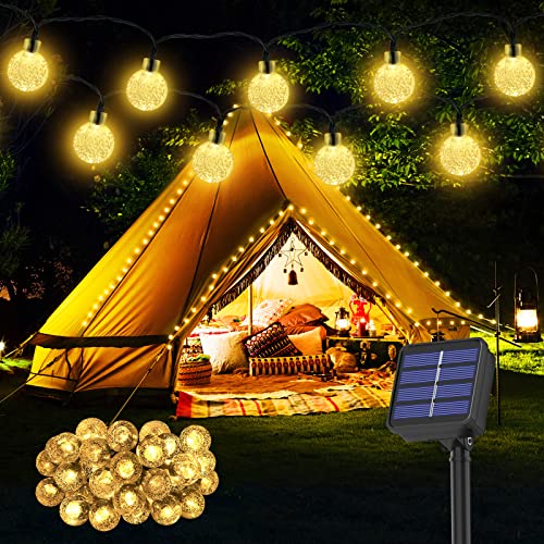 Solar Lichterkette aussen Wetterfest, 30 LED 8,1M 26,6Ft 8 Modi IP65 Solarlichterkette Aussen Wetterfest Solar Lampions für Balkon Deko Terassen Garten Bäume Weihnachten Hochzeiten Partys (warmweiß) von Realky