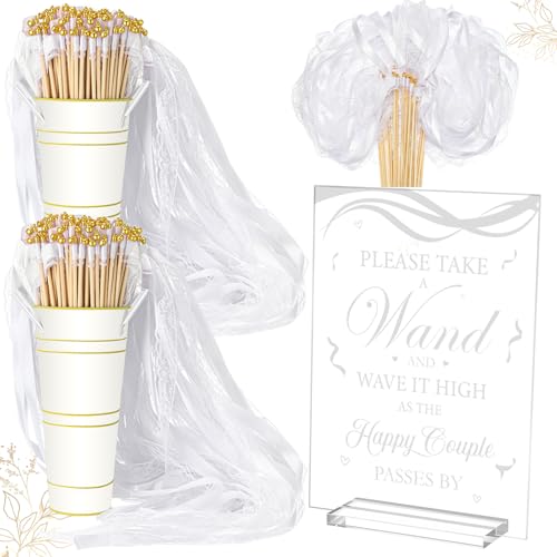 Reallnaive 103-teiliges Hochzeitsstab mit goldfarbenen Glocken, Set enthält 100 Hochzeitsschlangen, weiße Bandstäbe, 1 Acryl-Schild mit Ständer, 2 verzinkte Metall-Eimer für Hochzeit Reallnaive 103-teiliges Hochzeitsstab mit goldfarbenen Glocken, Set enthält 100 Hochzeitsschlangen, weiße Bandstäbe, 1 Acryl-Schild mit Ständer, 2 verzinkte Metall-Eimer für Hochzeit von Reallnaive