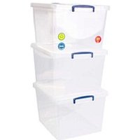 3 Really Useful Box Aufbewahrungsboxen 3x 33,5 l transparent 38,3 x 46,0 x 28,5 cm von Really Useful Box