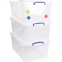 3 Really Useful Box Aufbewahrungsboxen 3x 62 l transparent 44,0 x 68,5 x 28,7 cm von Really Useful Box