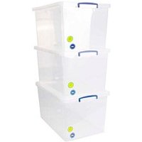 3 Really Useful Box Aufbewahrungsboxen 3x 83,0 l transparent 38,0 x 60,2 x 34,6 cm von Really Useful Box