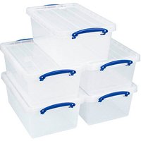 5 Really Useful Box Aufbewahrungsboxen 5x 10,2 l transparent 40,5 x 26,0 x 16,0 cm von Really Useful Box