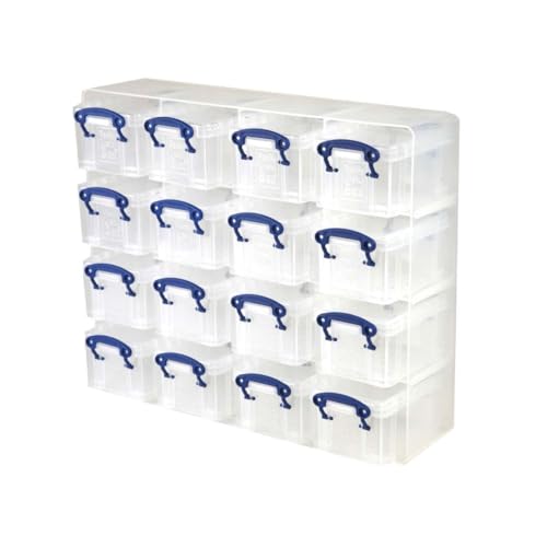 Really Useful Boxen/Kunststoff-Organizer, 0,3 Liter Fassungsvermögen, 16 Stück, Farbe:transparent von Really Useful