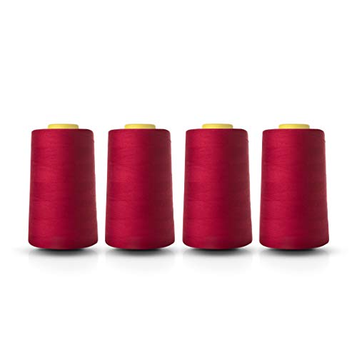 Overlock-Nähmaschine, Polyester-Faden, 45000 Meter, Weiß, Schwarz, Naturblau, Rot (rot) von Realm