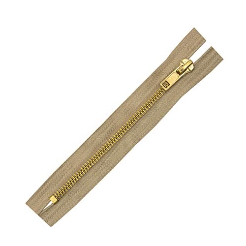 Realm Messingzähne Jeans Reißverschluss zum Nähen, Basteln, Kleidung und Accessoires (15,2 cm - Beige) von Realm