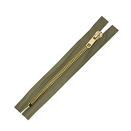Realm Messingzähne Jeans Reißverschluss zum Nähen, Basteln, Kleidung und Accessoires (17,8 cm - Grün) von Realm