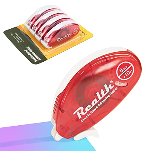 Realth Doppelseitiges Klebeband Roller 4 Stück, 8mm x 10m Permanenter Punkt Klebebandspender Kleberoller Fotokleber für Kartenherstellung Fotoalbum Basteln Scrapbooking DIY (AR104) von Realth