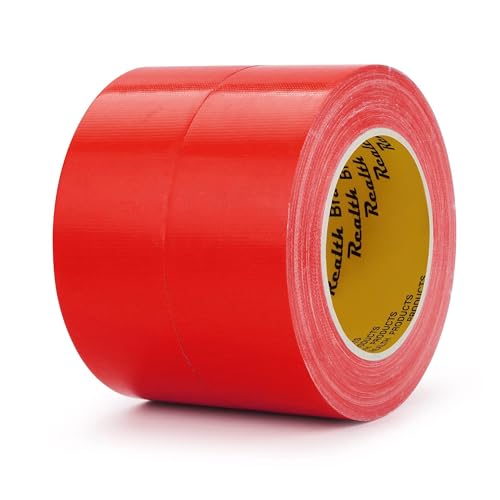 Realth Klebeband Panzertape Gewebeklebeband Premium 2 Stück 48mm x 32m Langlebiges Ideales Mehrzweckband für Kunsthandwerk Farbcodierung und DIY Projekte Farbe Rot(DT48RD) von Realth