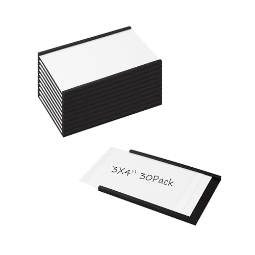 Realth Magnetische Etikettenhalter | 30 Stück C-Kanal Magnet -Etiketten | 76.2MM X 101.6MM | Beschreibbar Schmutzfrei Abnehmbar für Whiteboard Metall Hängeschränke und Schubladen(MLH3430) von Realth