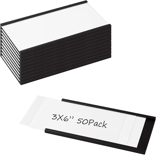 Realth Magnetische Etikettenhalter | 50 Stück C-Kanal Magnet -Etiketten | 76.2MM X 152.4MM | Beschreibbar Schmutzfrei Abnehmbar für Whiteboard Metall Hängeschränke und Schubladen(MLH3650) von Realth