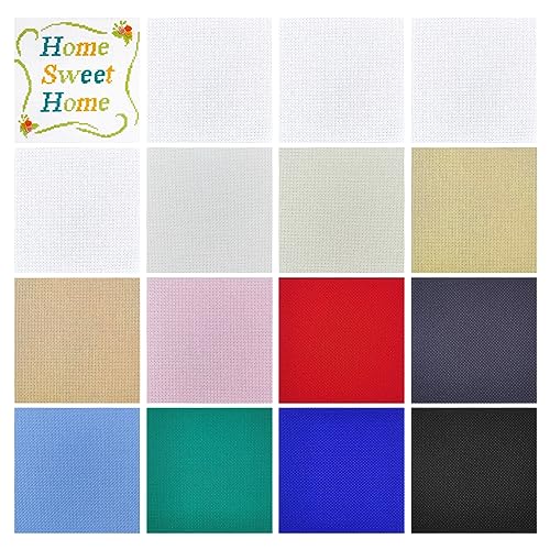 Realure 16 Stk Kreuzstich Stoff Klein mit 12 Farben, Aida Stoff zum Sticken, Stickstoff zum Sticken Weiß, Stramin zum Sticken 14 Count, Sticken Stoff für Kunst, Bilder, Muster DIY Näharbeit, 15×15cm Realure 16 Stk Kreuzstich Stoff Klein mit 12 Farben, Aida Stoff zum Sticken, Stickstoff zum Sticken Weiß, Stramin zum Sticken 14 Count, Sticken Stoff für Kunst, Bilder, Muster DIY Näharbeit, 15×15cm von Realure