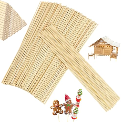 Realure 200 Stück Holzstäbe zum Basteln Ø 3 mm & 5 mm Länge 300 mm Holzstäbchen zum Basteln Zuckerwatte Stäbe Holzstäbchen Rund für DIY, Verschiedene Handarbeiten, Heimdekoration, Geschenkherstellung von Realure