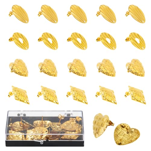 Rebanky 20 Stück Goldene Ohrstecker Set, Schalenform Ohrring Rohling Flache Runde Ohrstecker Diy Flach Pad Ohrringe mit Ohrmuttern Ohrstecker Rohlinge Edelstahl Für Schmuckherstellung Rebanky 20 Stück Goldene Ohrstecker Set, Schalenform Ohrring Rohling Flache Runde Ohrstecker Diy Flach Pad Ohrringe mit Ohrmuttern Ohrstecker Rohlinge Edelstahl Für Schmuckherstellung von Rebanky