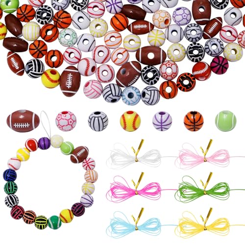 Rebanky 300 Stück Armband Perlen Sport, Acryl Baseball Fußball Basketball Volleyball Tennisball Perlen für Kinder Schmuckherstellung perlen Sportbälle für DIY Handwerk Rebanky 300 Stück Armband Perlen Sport, Acryl Baseball Fußball Basketball Volleyball Tennisball Perlen für Kinder Schmuckherstellung perlen Sportbälle für DIY Handwerk von Rebanky
