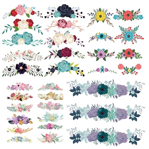 Rebanky 33 Stück Bügelbilder Blumen Bügelflicken Patches zum Aufbügeln Wärmeübertragung Aufbügler Blumen Aufbügler Applikation aus PET für Erwachsene Kinder Kleidung T Shirt Jeans Rucksack von Rebanky
