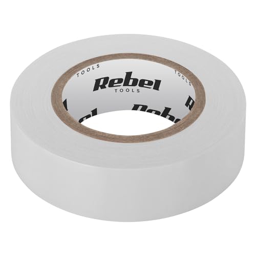 Rebel Isolierband Klebeband Geeignet für PVC, Kunststoff, Aluminium, Stahl und mehr (Weiß, 0,13 mm x 19 mm x 9,15 m) von Rebel