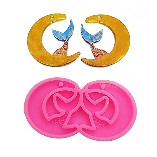 Rebellious 1/4PCS Moon Harz Ohrring Form Silikon Epoxy Ohrring Formen Mond Formen Anhänger Schlüsselbund Formen Ornament D von Rebellious