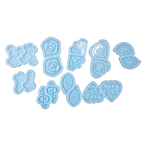 Rebellious 9-teilige Ohrring-Ohrstecker-Harzformen, Ohrringe, Harzform, Harz-Charms, Gussform, Ohrstecker, Ohrring-Verschlüsse, Sch von Rebellious