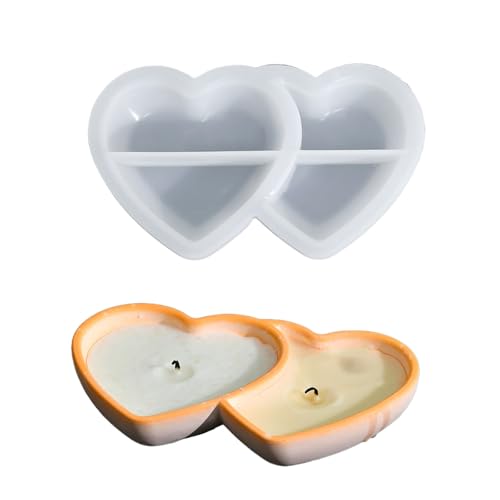 Rebellious Candlestick Silicon Schimmel Kerze Tasse Formen Doppelherzkerzenhalter Schimmel Aromatherapys Behälter Dekorationen Form von Rebellious