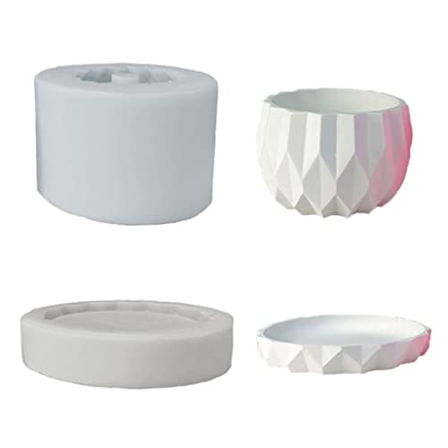Rebellious Geometrische Blumentopf-Silikonform, runde Blumentopfform mit Sockel für die Herstellung von Aromatherapie-Kerzen, handg von Rebellious
