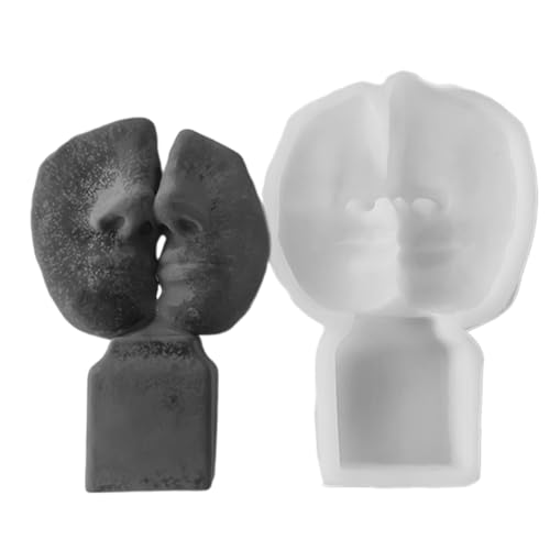 Rebellious Silikon-Kerzenform, realistische Skulpturen, Formen, Gesichtsporträts, Formen, Silikonmaterial, Liebhaber, Kuss, Seifenf von Rebellious