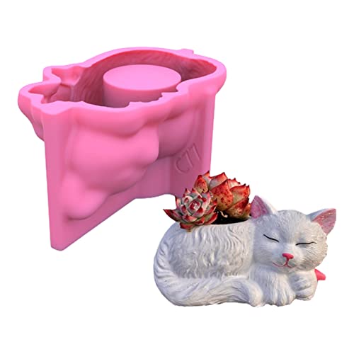 Rebellious für Katze Gips Blumentopf Silikonharzform Epoxidharz Gussform Sukkulente Vase Zementform Kerzenhalter Wachsform von Rebellious