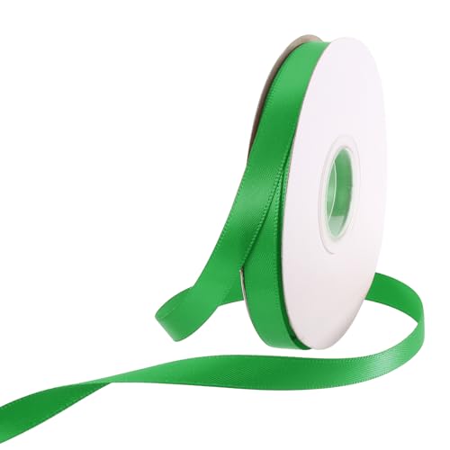 Rebower 100 Yard/300ft Satinband Dickes beidseitiges Grosgrain-Seidenband, [für Geschenkverpackung, Haarschleifen, Hochzeit, Kuchen, Blumen] - 3/8"(1cm)/Grün von Rebower