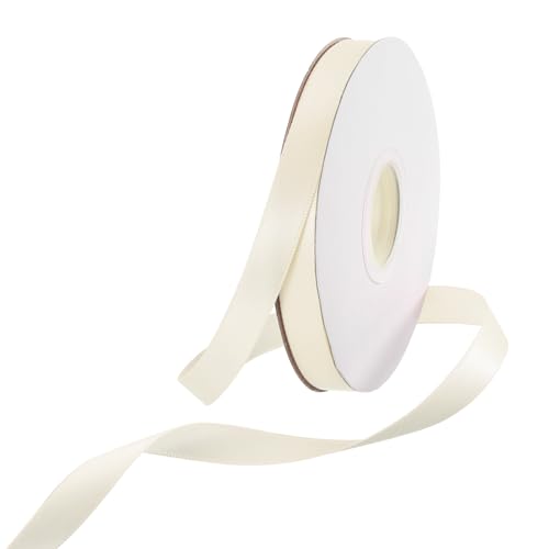 Rebower 100 Yard/300ft Satinband Dickes beidseitiges Grosgrain-Seidenband [für Geschenkverpackung, Haarschleifen, Hochzeit, Kuchen, Blumen] - 3/8"(1cm)/Cremeweiß von Rebower