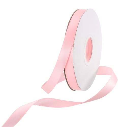 Rebower 100 Yard/300ft Satinband Dickes beidseitiges Grosgrain-Seidenband [für Geschenkverpackung, Haarschleifen, Hochzeit, Kuchen, Blumen] - 3/8"(1cm)/Hellrosa von Rebower