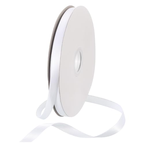 Rebower 100 Yard/300ft Satinband Dickes beidseitiges Grosgrain-Seidenband [für Geschenkverpackung, Haarschleifen, Hochzeit, Kuchen, Blumen] - 3/8"(1cm)/Weiß von Rebower