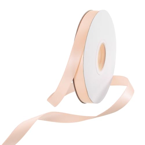 Rebower 25 Yard/75ft Satinband Dickes beidseitiges Grosgrain-Seidenband, [für Geschenkverpackung, Haarschleifen, Hochzeit, Kuchen, Blumen] - 3/8"(1cm)/Apricot von Rebower