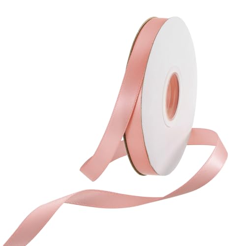 Rebower 50 Yard/150ft Satinband Dickes beidseitiges Grosgrain-Seidenband, [für Geschenkverpackung, Haarschleifen, Hochzeit, Kuchen, Blumen] - 3/8"(1cm)/Rosenpink von Rebower