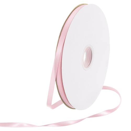 Rebower 70 Yard/210ft Satinband Dickes beidseitiges Grosgrain-Seidenband, [für Geschenkverpackung, Haarschleifen, Hochzeit, Kuchen, Blumen] - 1/4"(6mm)/Blassrosa von Rebower