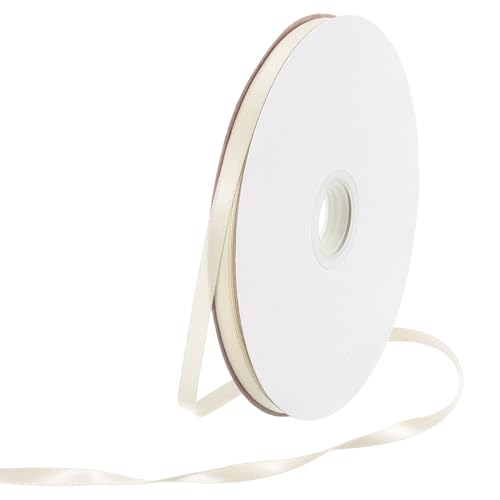 Rebower 70 Yard/210ft Satinband Dickes beidseitiges Grosgrain-Seidenband, [für Geschenkverpackung, Haarschleifen, Hochzeit, Kuchen, Blumen] - 1/4"(6mm)/Cremeweiß von Rebower