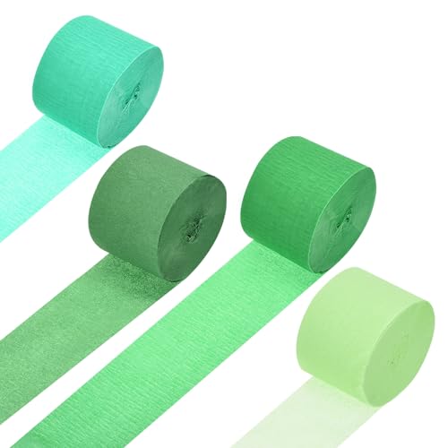 Rebower Krepppapierrolle, grünes Schema, Krepppapier, Luftschlangen für Party-Luftschlangen, Dekorationen, Geburtstagsparty, 4,6 cm x 25 m, 4 Rollen von Rebower