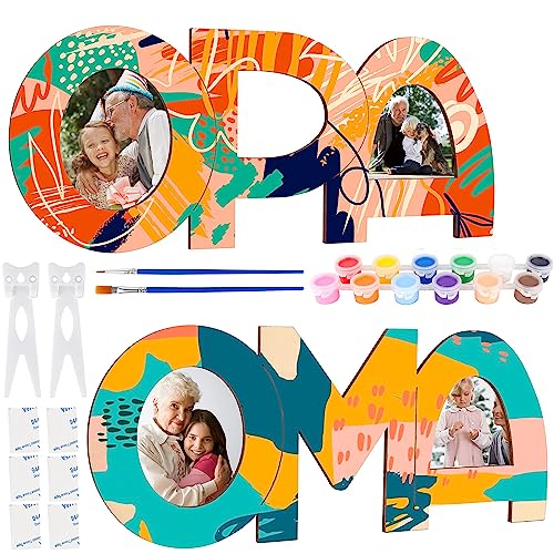 Rebundex 2 Stück Beste Oma und Opa Holzbuchstaben Bastelset mit Acrylic Paint Oma und Opa Geschenke Geburtstagsgeschenk Enkel zum Geburtstag Weihnachten Ostergeschenke Weihnachtsgeschenke von Rebundex