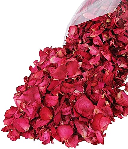 Reccisokz 200g natürliche getrocknete Rosenblütenblätter echte Blumen getrocknete rote Rosenblütenblätter Fußbad Bad Spa Hochzeit Konfetti nach Hause Duft DIY Handwerk Zubehör von Reccisokz